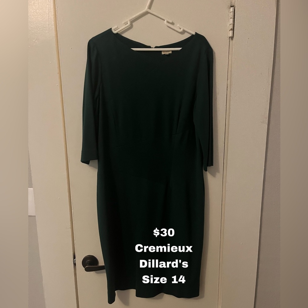Dark green cocktail dress.